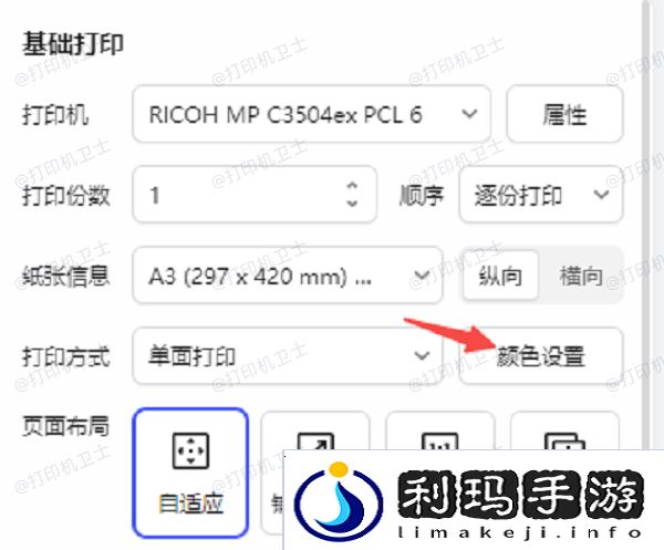 在应用程序中设置黑白打印